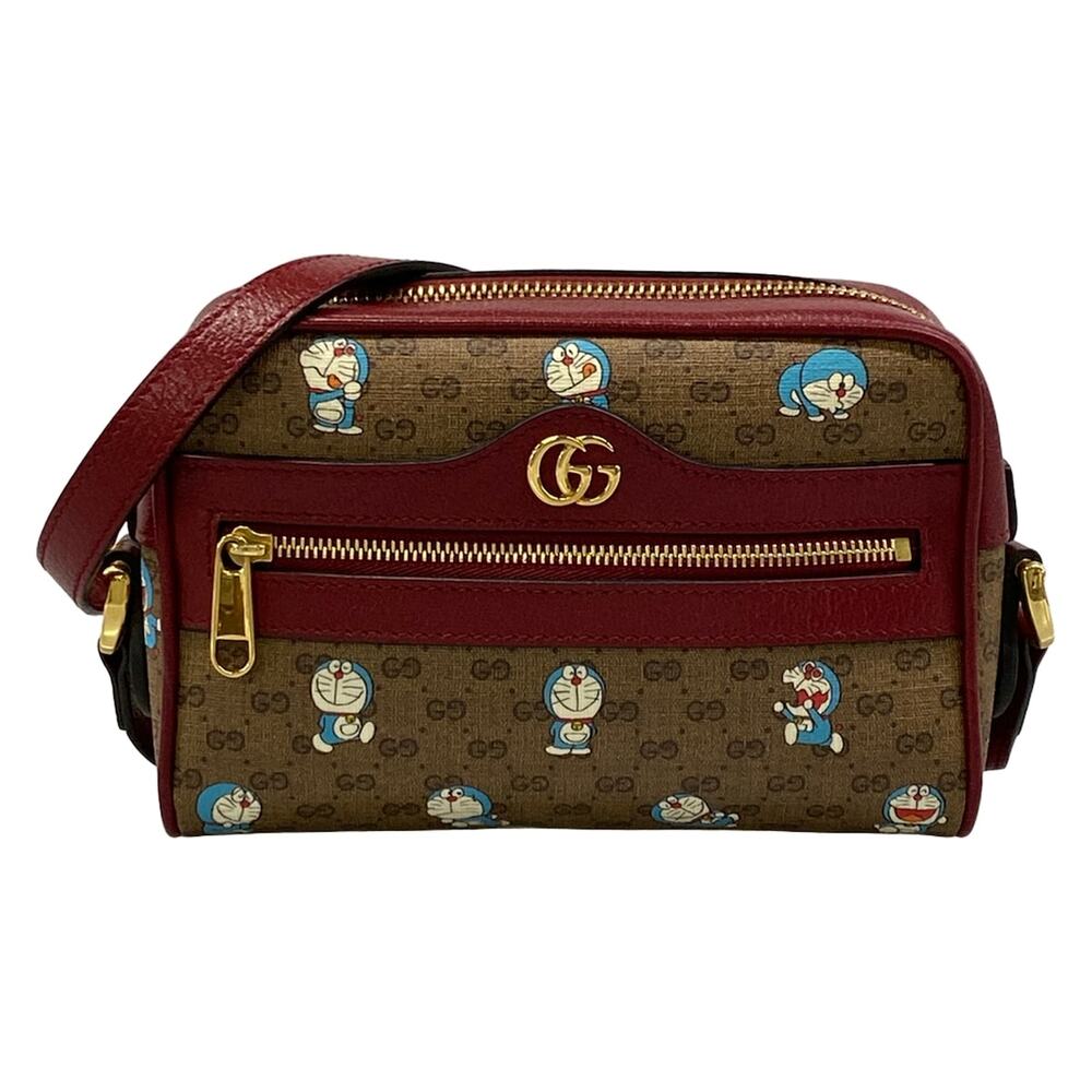 Gucci GG Marmont,Micro GG Shoulder Bag 647784 Beige Bordeaux Multi PVC Leather